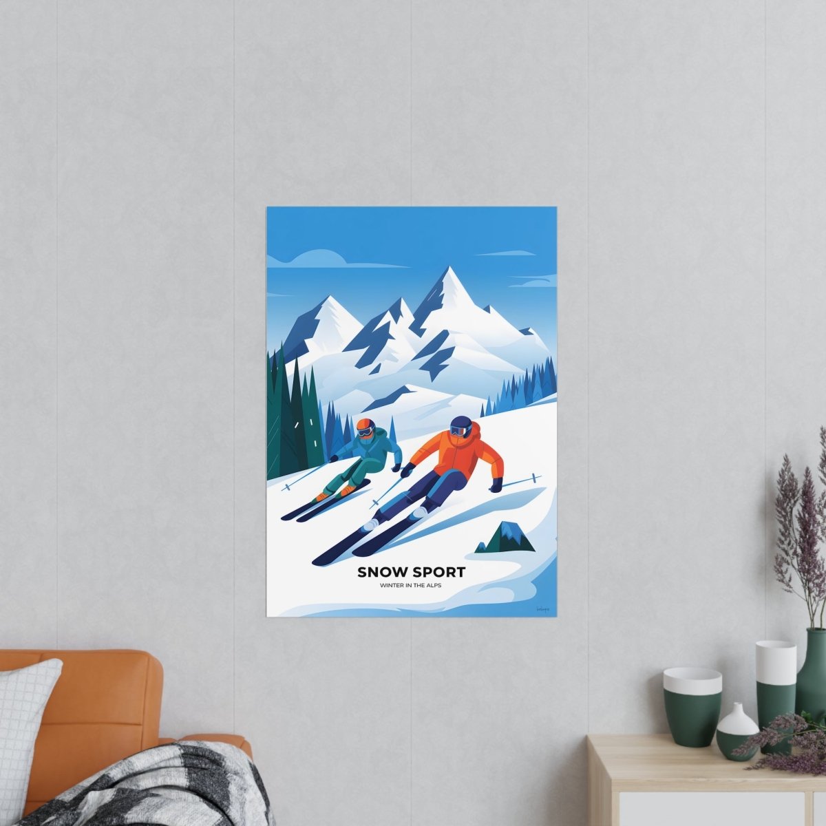 Ski Poster Alpen - Winterlandschaft Kunstdruck Modern - Poster bei HappyHugPixels