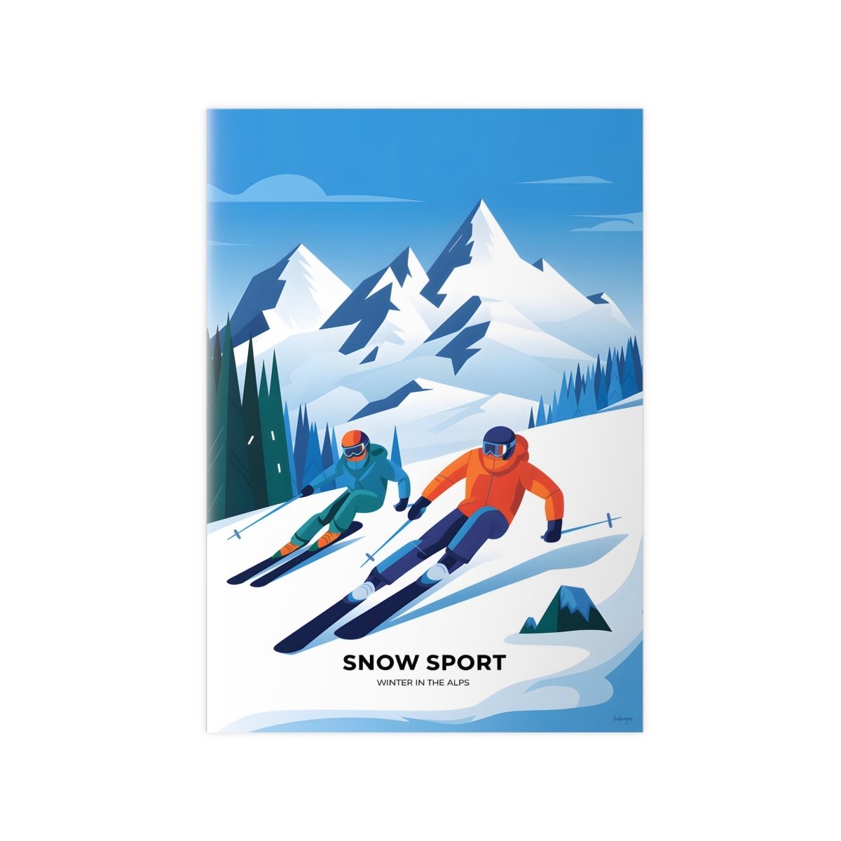 Ski Poster Alpen - Winterlandschaft Kunstdruck Modern - Poster bei HappyHugPixels