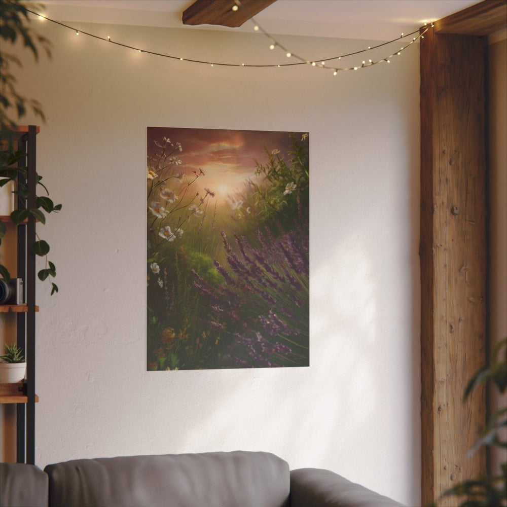 Sonnenaufgang Wildblumenwiese auf Leinwand – Naturkunst (German HighQuality Print) - Canvas bei HappyHugPixels