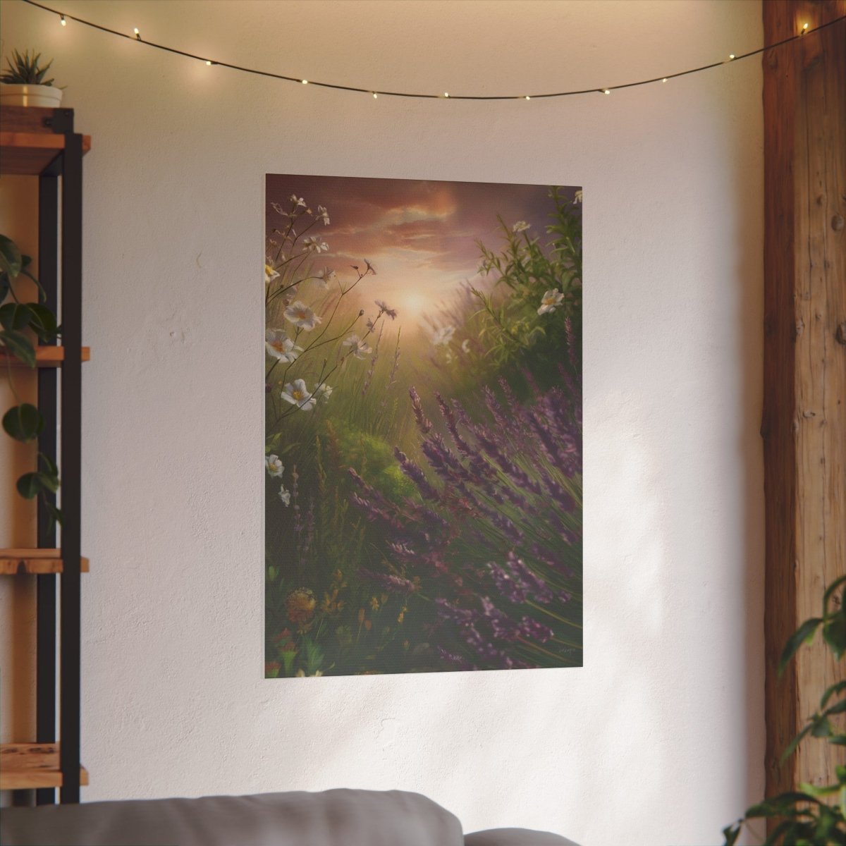 Sonnenaufgang Wildblumenwiese auf Leinwand – Naturkunst (German HighQuality Print) - Canvas bei HappyHugPixels