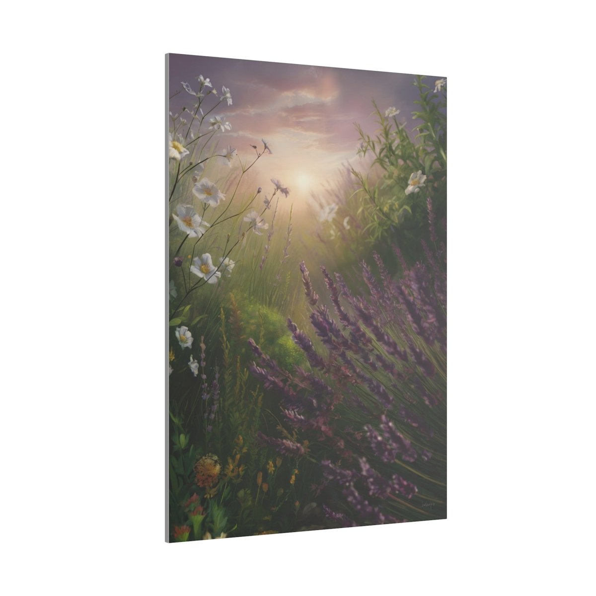 Sonnenaufgang Wildblumenwiese auf Leinwand – Naturkunst (German HighQuality Print) - Canvas bei HappyHugPixels