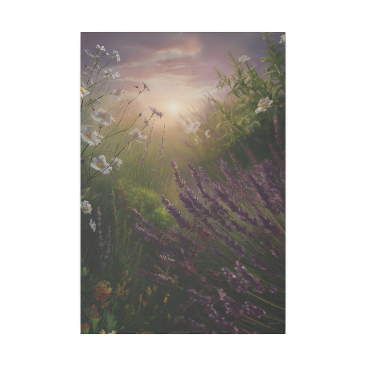 Sonnenaufgang Wildblumenwiese auf Leinwand – Naturkunst (German HighQuality Print) - Canvas bei HappyHugPixels