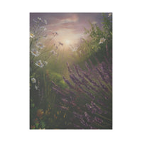 Sonnenaufgang Wildblumenwiese auf Leinwand – Naturkunst (German HighQuality Print) - Canvas bei HappyHugPixels