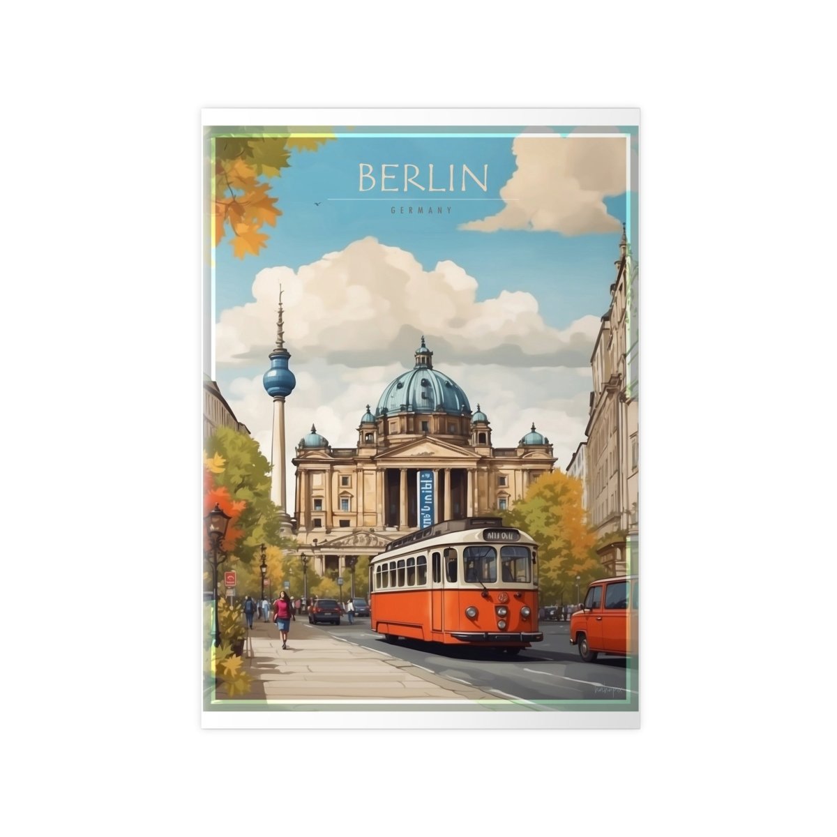 Berlin Poster –Elegantes Travelposter, Straßenb. Fernseht. - Poster bei HappyHugPixels