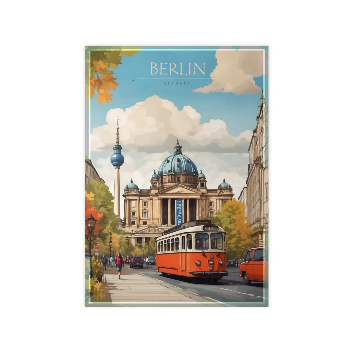 Berlin Poster –Elegantes Travelposter, Straßenb. Fernseht. - Poster bei HappyHugPixels