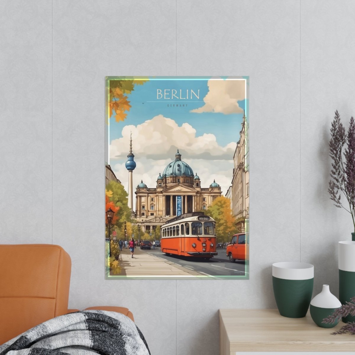 Berlin Poster –Elegantes Travelposter, Straßenb. Fernseht. - Poster bei HappyHugPixels