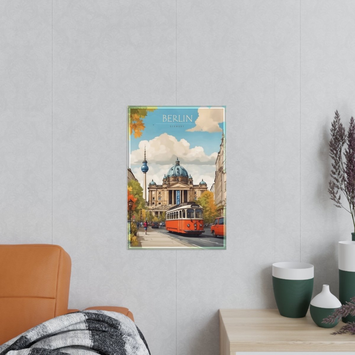 Berlin Poster –Elegantes Travelposter, Straßenb. Fernseht. - Poster bei HappyHugPixels