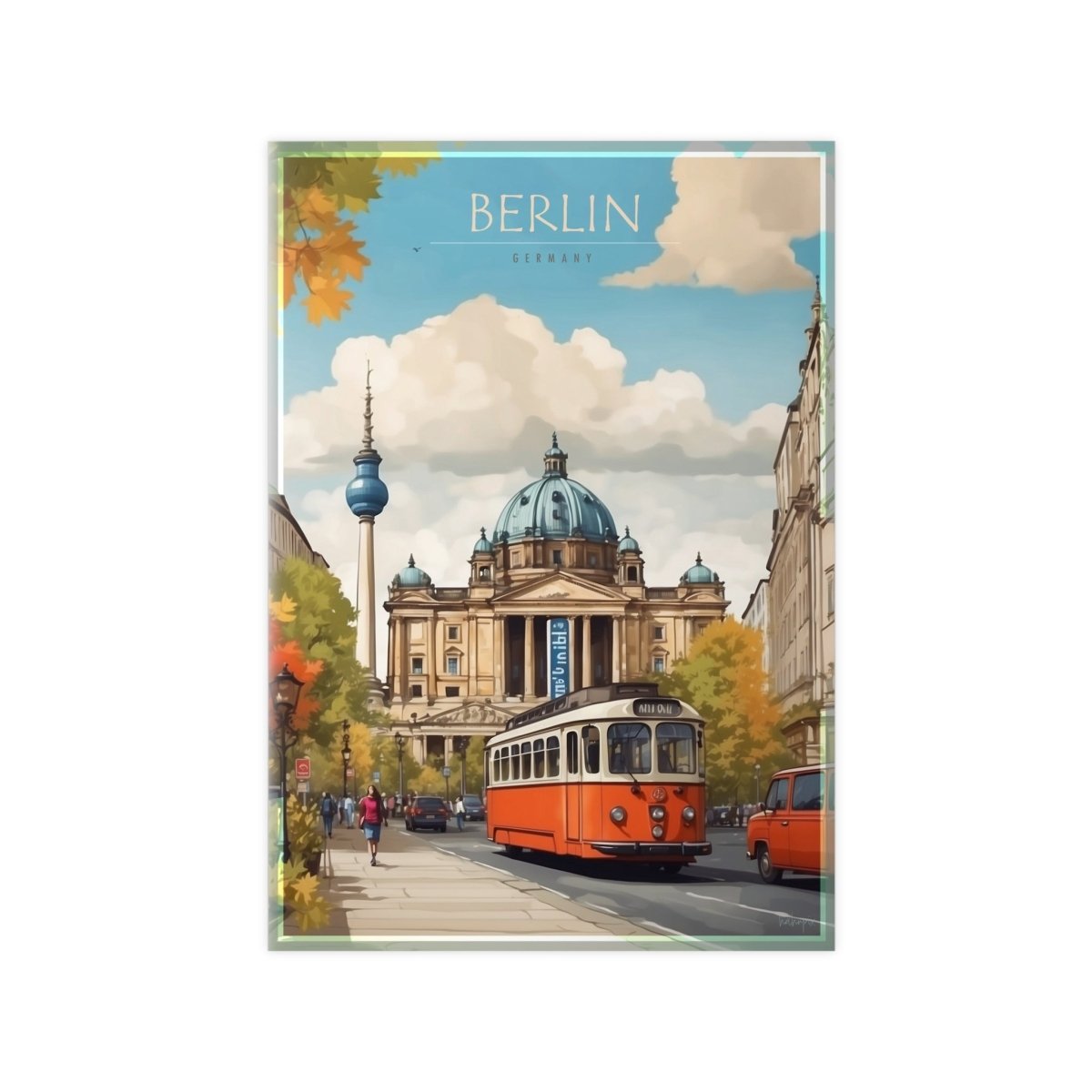 Berlin Poster –Elegantes Travelposter, Straßenb. Fernseht. - Poster bei HappyHugPixels