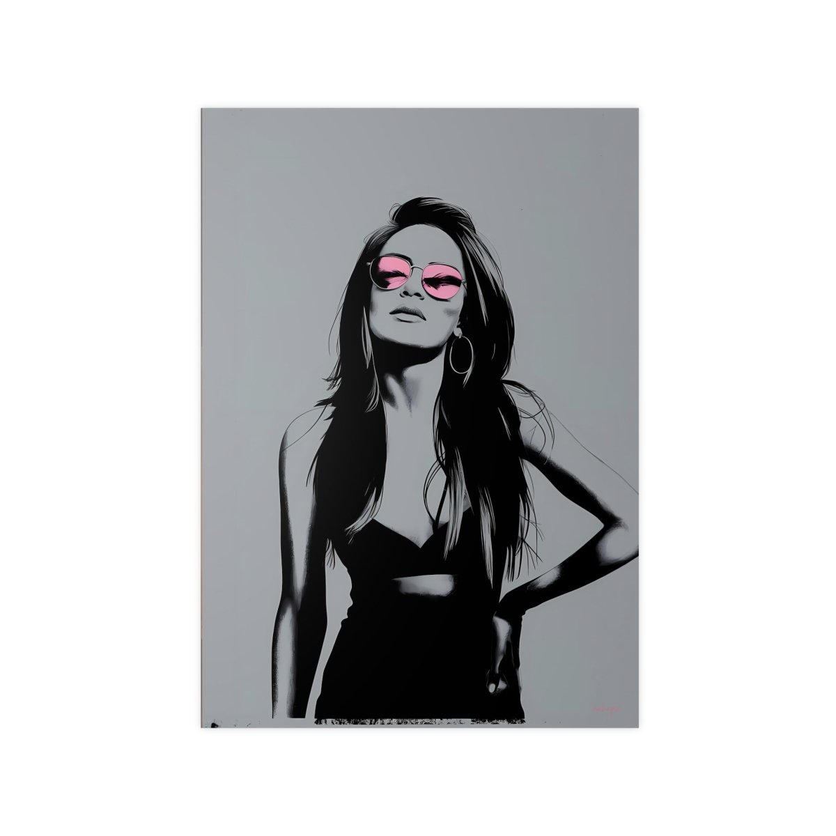 Street Art Kunstposter - Frau mit Rosa Sonnenbrille - Photopaper - Poster bei HappyHugPixels