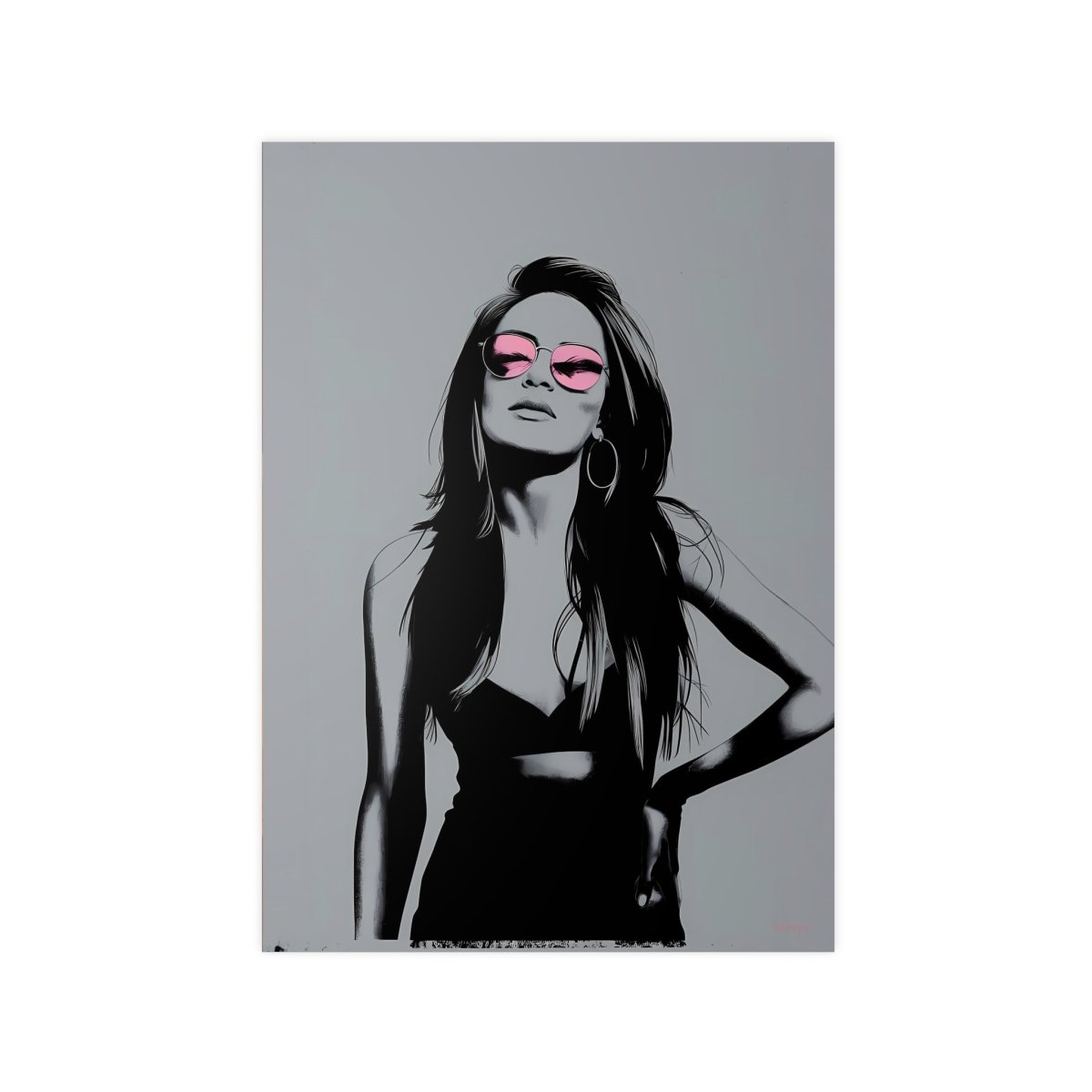 Street Art Kunstposter - Frau mit Rosa Sonnenbrille - Photopaper - Poster bei HappyHugPixels