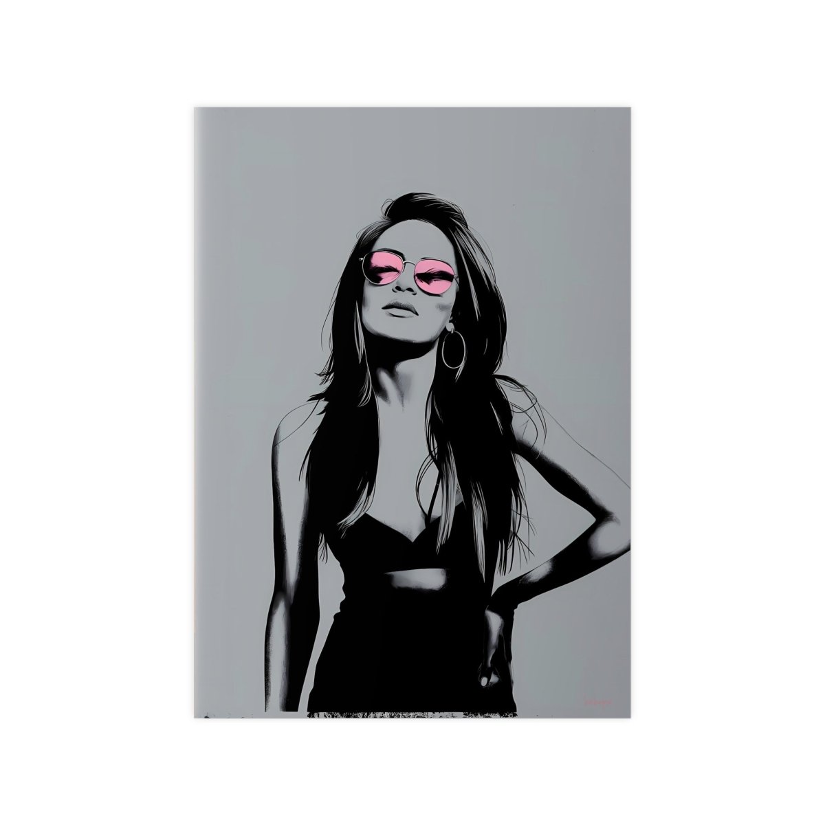 Street Art Kunstposter - Frau mit Rosa Sonnenbrille - Photopaper - Poster bei HappyHugPixels