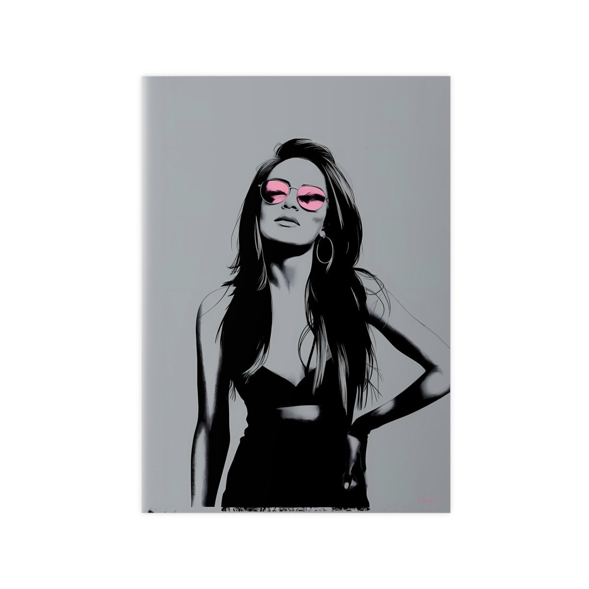 Street Art Kunstposter - Frau mit Rosa Sonnenbrille - Photopaper - Poster bei HappyHugPixels