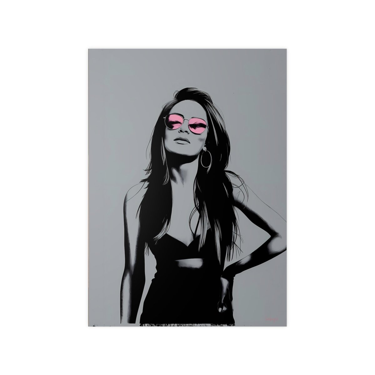 Street Art Kunstposter - Frau mit Rosa Sonnenbrille - Photopaper - Poster bei HappyHugPixels