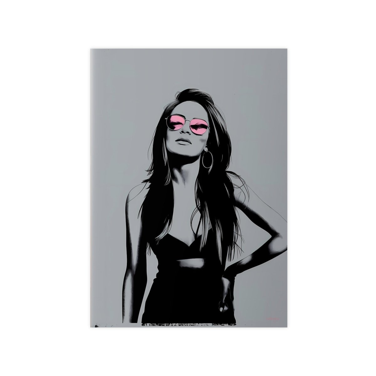 Street Art Kunstposter - Frau mit Rosa Sonnenbrille - Photopaper - Poster bei HappyHugPixels