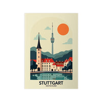 Stuttgart Reiseposter: Moderne Skyline im Retro - Stil auf Premium - Fotopapier - Poster bei HappyHugPixels