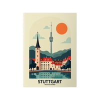 Stuttgart Reiseposter: Moderne Skyline im Retro - Stil auf Premium - Fotopapier - Poster bei HappyHugPixels