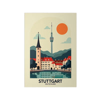 Stuttgart Reiseposter: Moderne Skyline im Retro - Stil auf Premium - Fotopapier - Poster bei HappyHugPixels