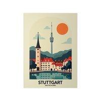 Stuttgart Reiseposter: Moderne Skyline im Retro - Stil auf Premium - Fotopapier - Poster bei HappyHugPixels