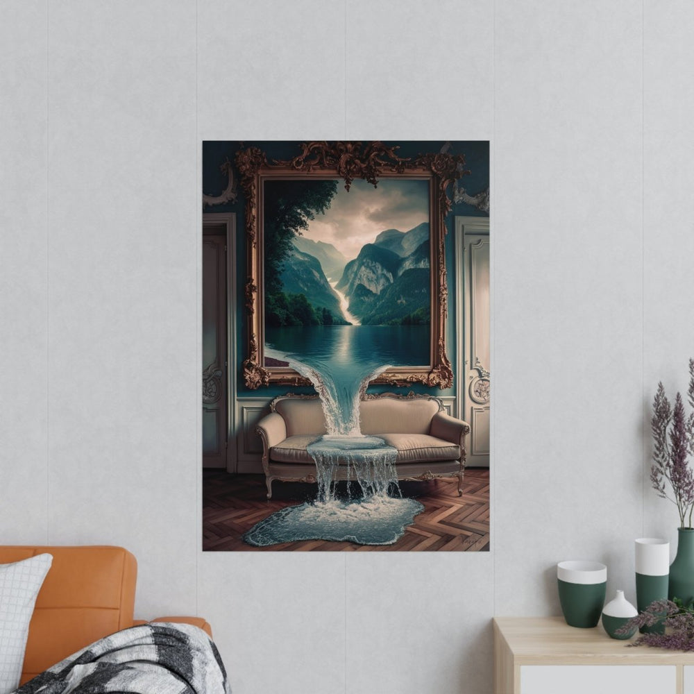 Surreales Kunstposter Wasserfall - Traumhafte Landschaft im Zimmer - Poster bei HappyHugPixels