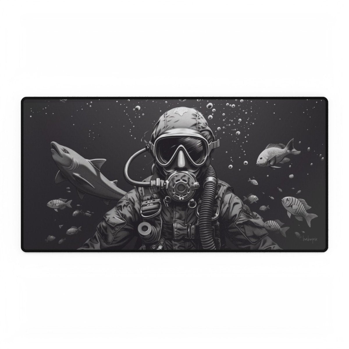 Unterwasser Taucher XXL Gaming Mauspad - Monochrome Impression - Mousepad bei HappyHugPixels