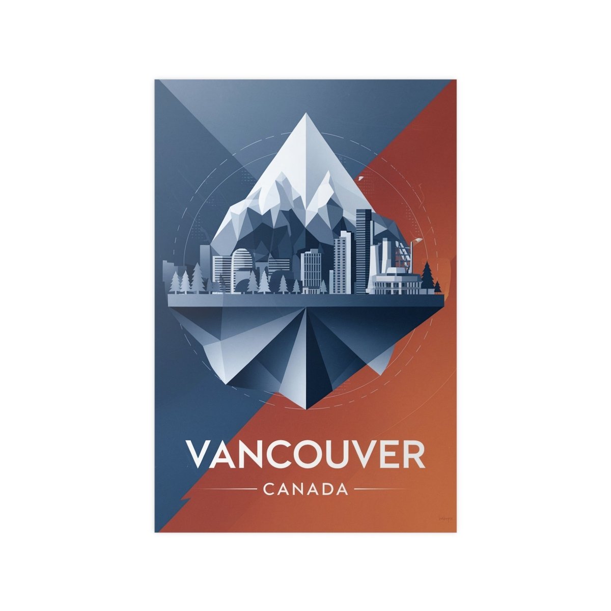 Vancouver Reiseposter: Moderne Skyline auf Premium - Fotopapier - Poster bei HappyHugPixels