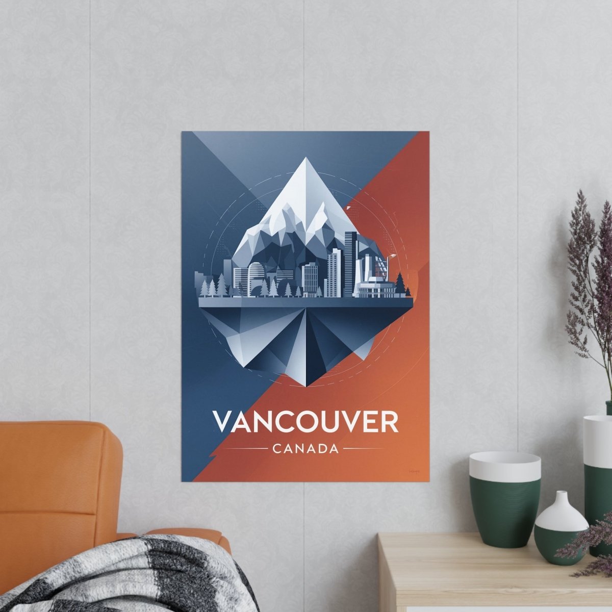 Vancouver Reiseposter: Moderne Skyline auf Premium - Fotopapier - Poster bei HappyHugPixels