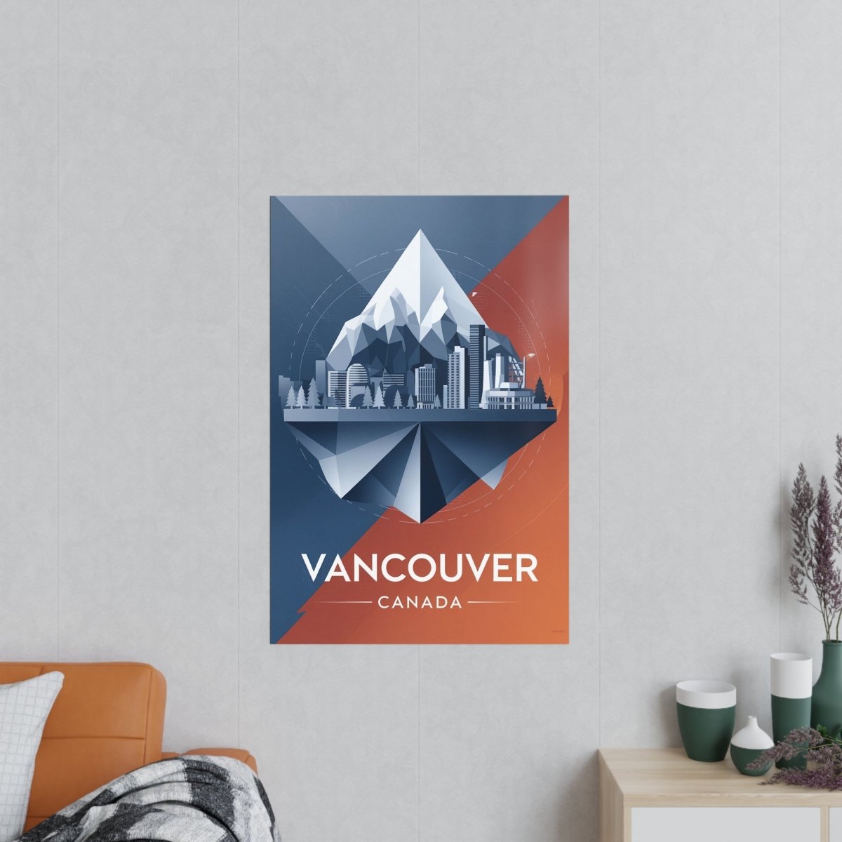 Vancouver Reiseposter: Moderne Skyline auf Premium - Fotopapier - Poster bei HappyHugPixels