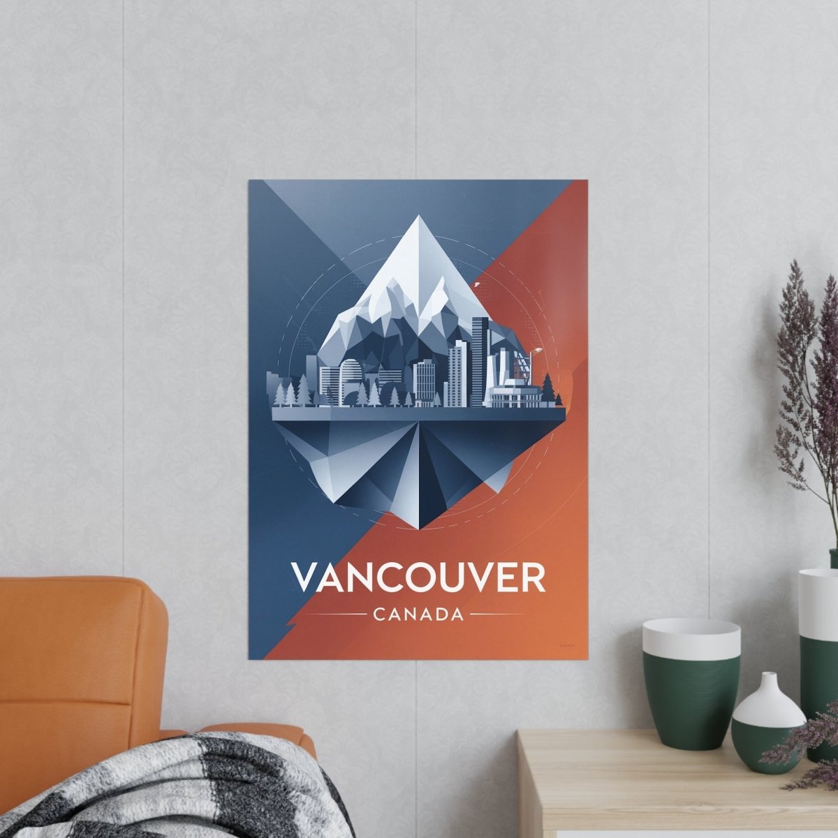 Vancouver Reiseposter: Moderne Skyline auf Premium - Fotopapier - Poster bei HappyHugPixels