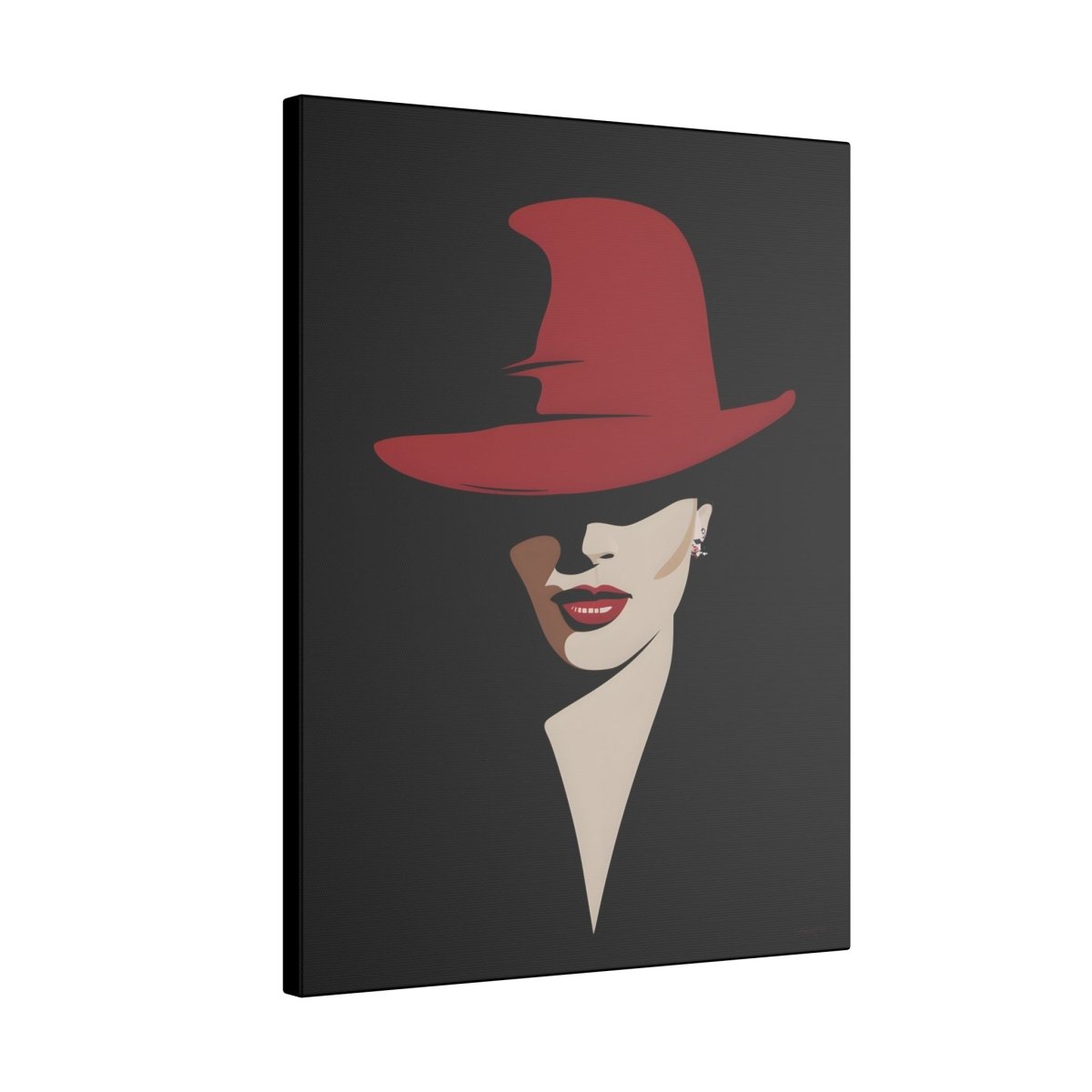 Verführerisches Leinwandbild - Elegante Dame mit Rotem Hut - Canvas bei HappyHugPixels