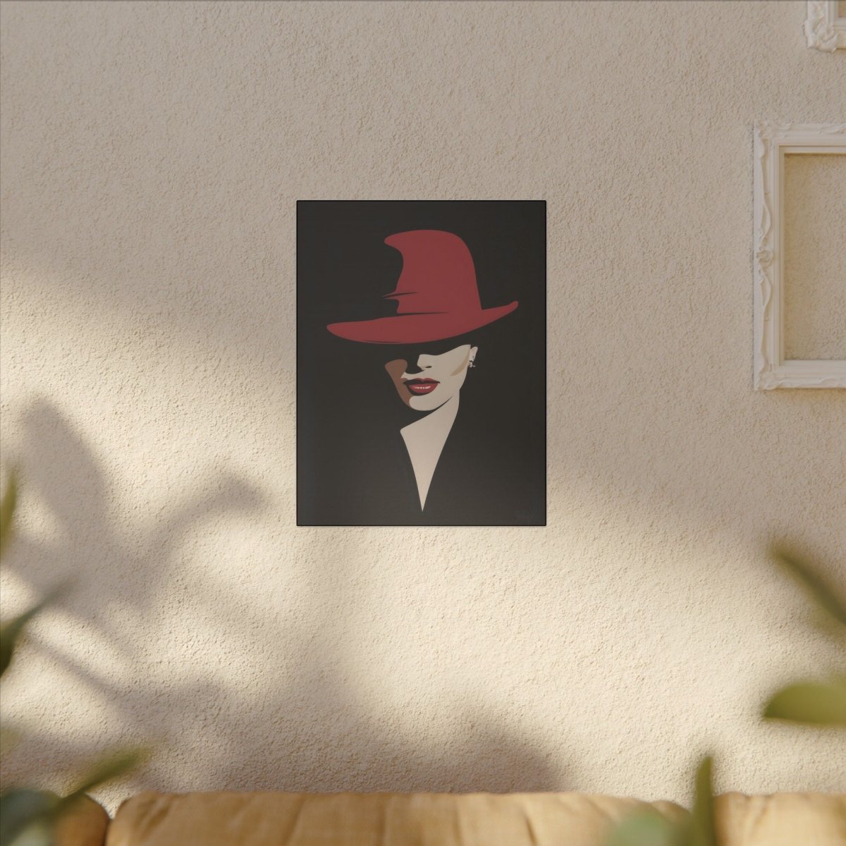 Verführerisches Leinwandbild - Elegante Dame mit Rotem Hut - Canvas bei HappyHugPixels