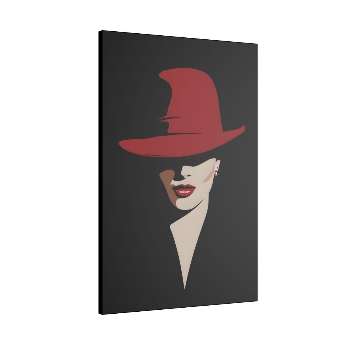 Verführerisches Leinwandbild - Elegante Dame mit Rotem Hut - Canvas bei HappyHugPixels