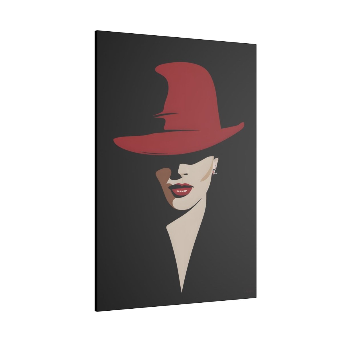 Verführerisches Leinwandbild - Elegante Dame mit Rotem Hut - Canvas bei HappyHugPixels