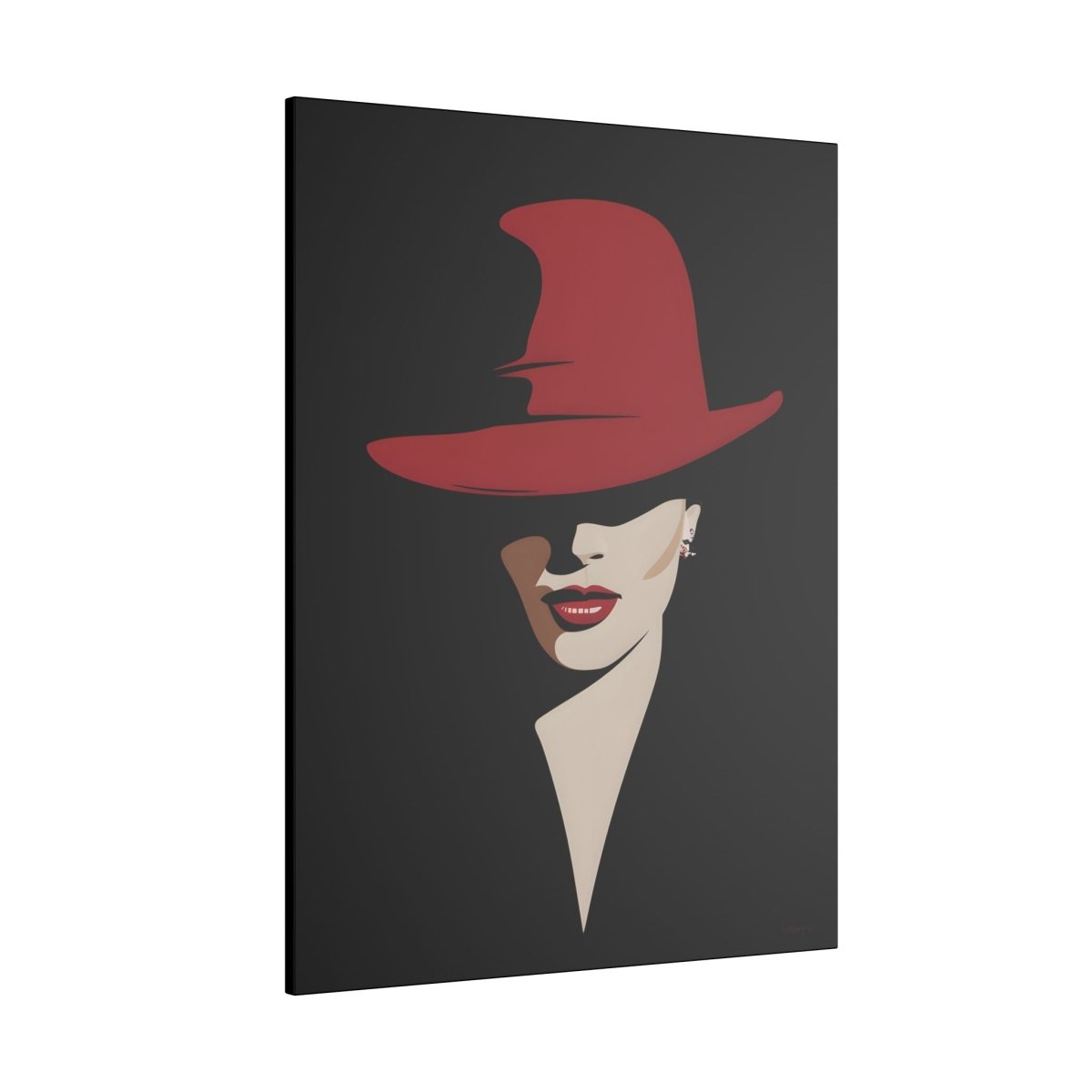 Verführerisches Leinwandbild - Elegante Dame mit Rotem Hut - Canvas bei HappyHugPixels