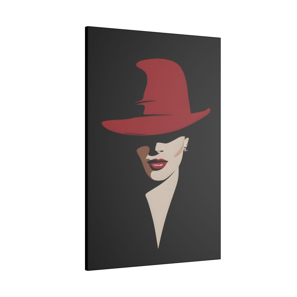 Verführerisches Leinwandbild - Elegante Dame mit Rotem Hut - Canvas bei HappyHugPixels