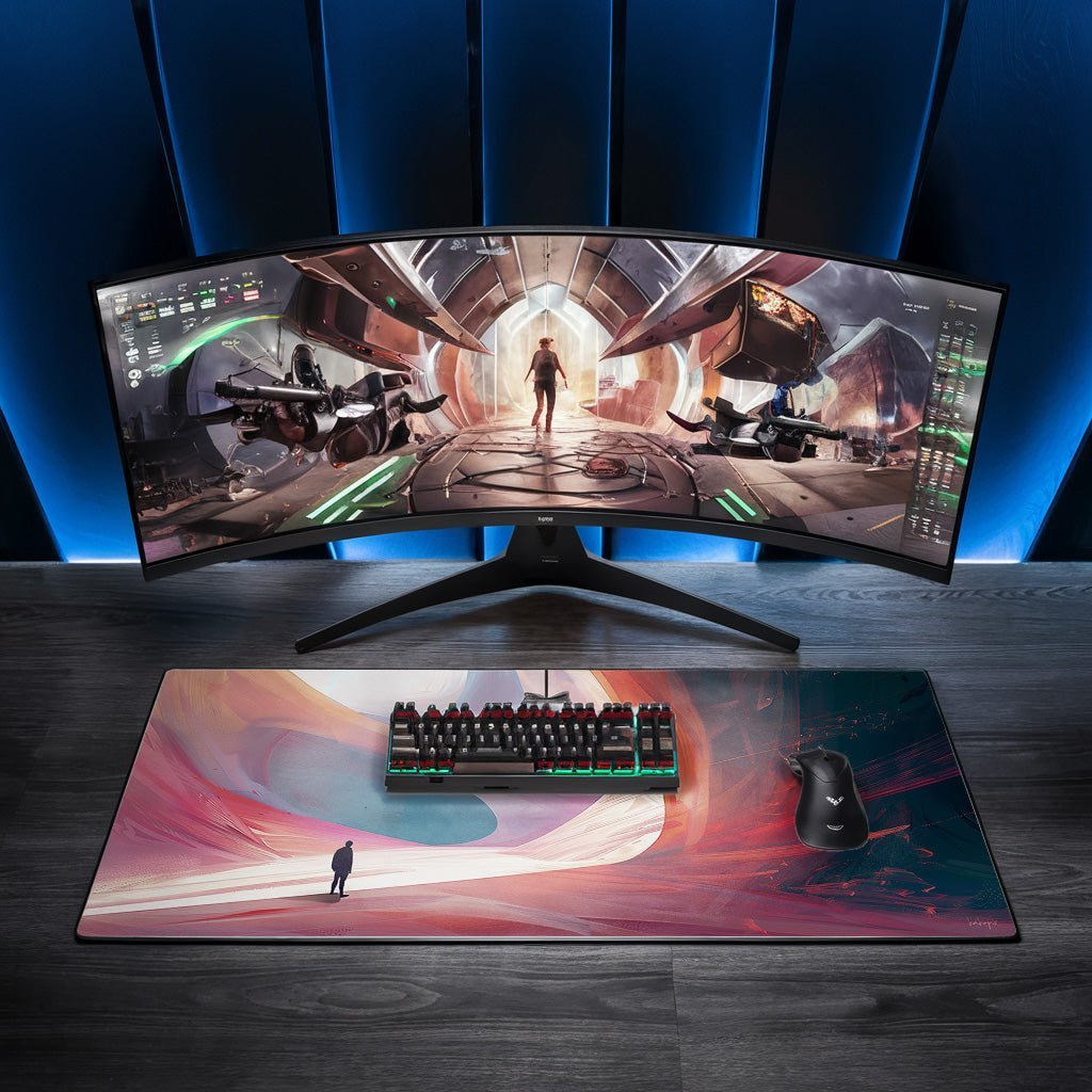 XXL Gaming Mauspad - farbenfrohe abstrakte Landschaft - Mousepad bei HappyHugPixels