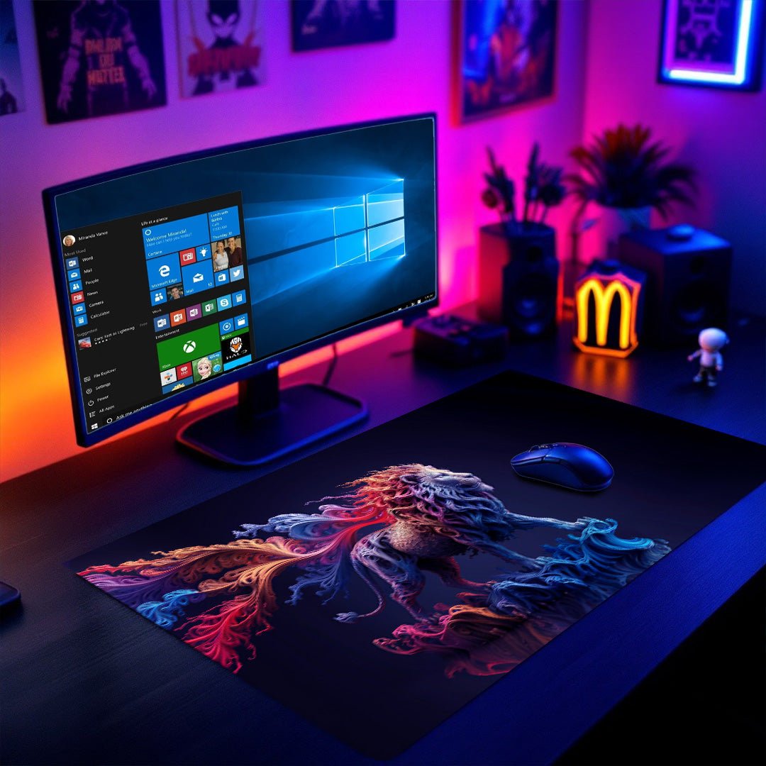 XXL Gaming Mauspad Mystischer Löwe 90x40 cm - Mauspad bei HappyHugPixels