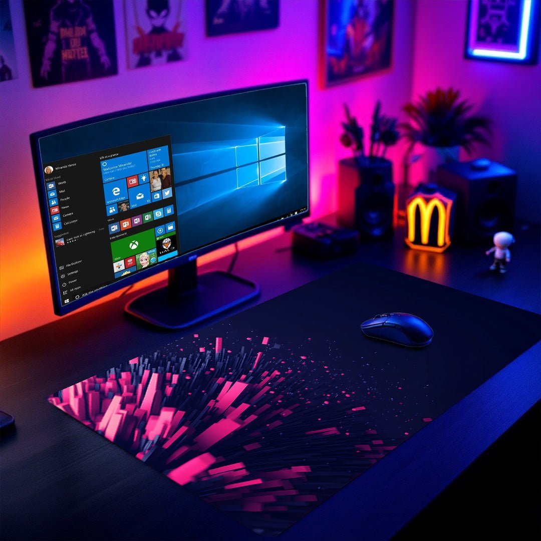 XXL Gaming Mauspad Neon - Cyber Explosion Gaming Mousepad - Mauspad bei HappyHugPixels