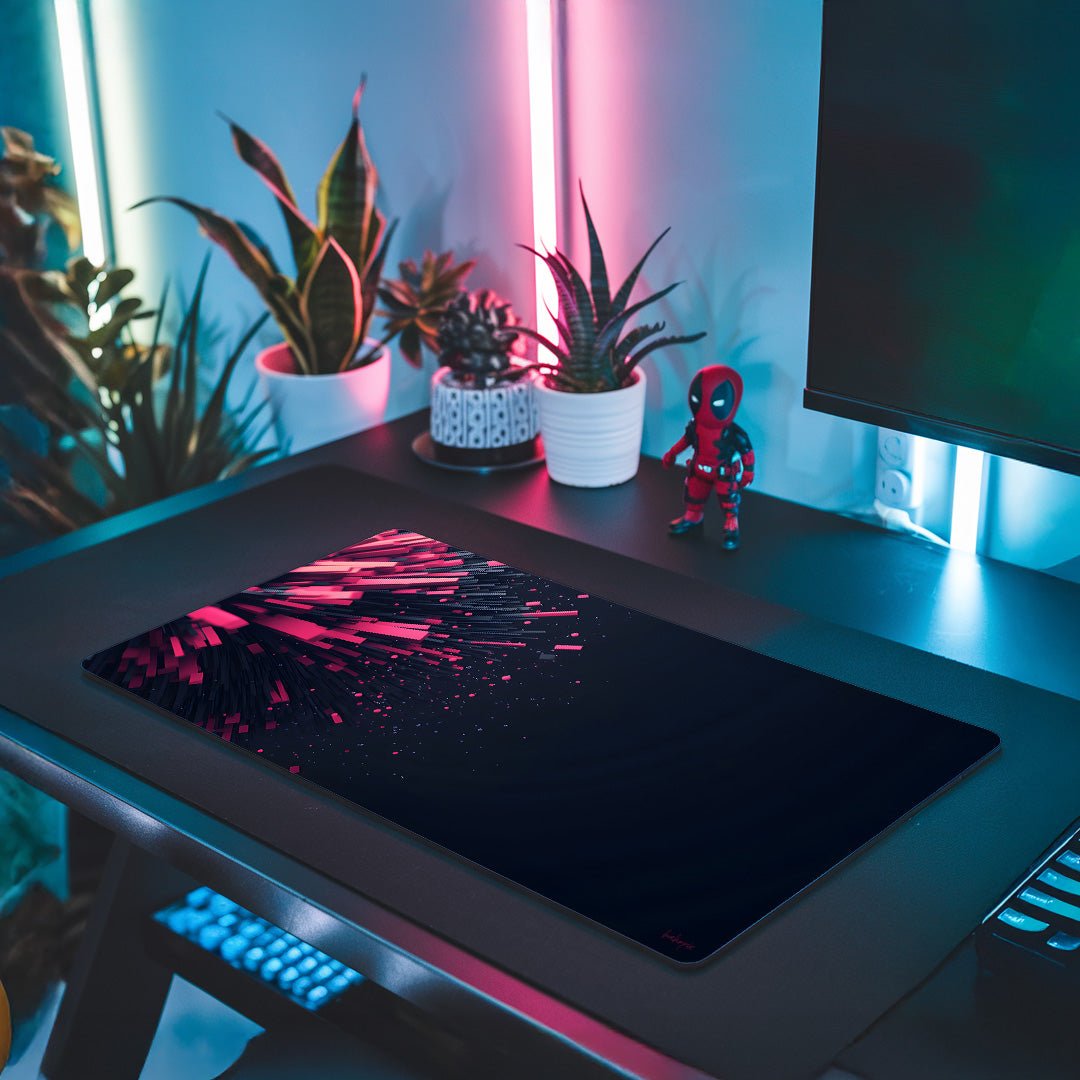 XXL Gaming Mauspad Neon - Cyber Explosion Gaming Mousepad - Mauspad bei HappyHugPixels