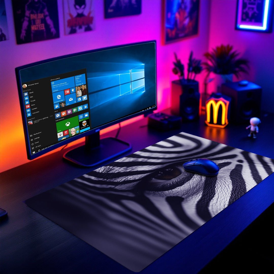 XXL Gaming Mauspad Zebra Eye Motiv 90x40cm - Mauspad bei HappyHugPixels