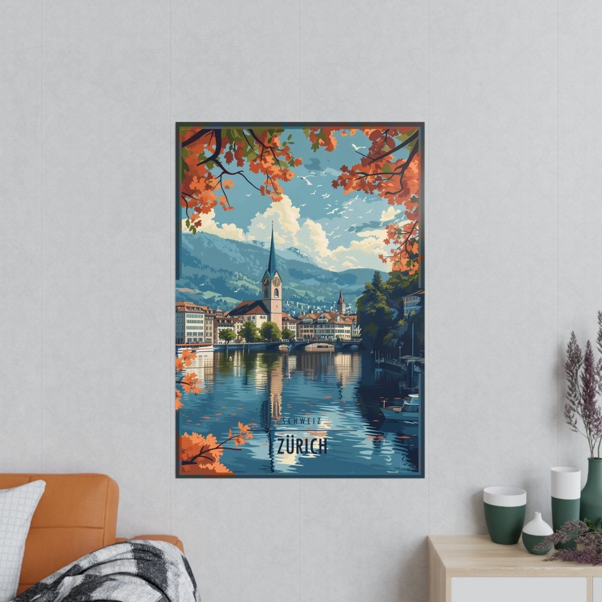 Zürich Poster Herbstzauber - Illustratives Travelposter - Poster bei HappyHugPixels