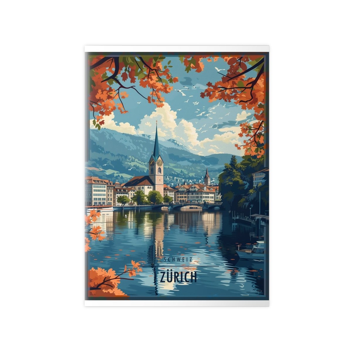 Zürich Poster Herbstzauber - Illustratives Travelposter - Poster bei HappyHugPixels