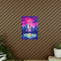 Tokio Tower Poster bei Nacht - Eindrucksvolles Travel Poster - Poster bei HappyHugPixels