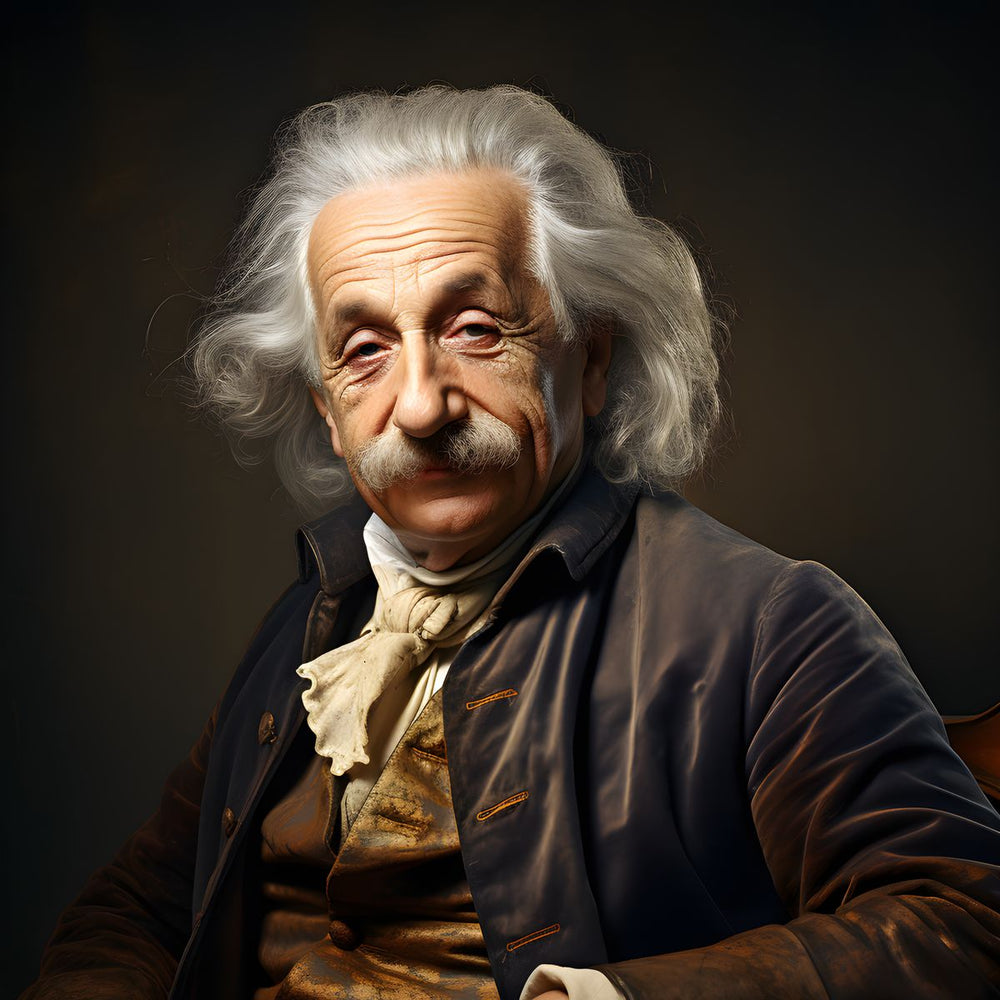 Albert Einstein Portrait - Renaissance Stil auf Leinwand - Prints bei HappyHugPixels