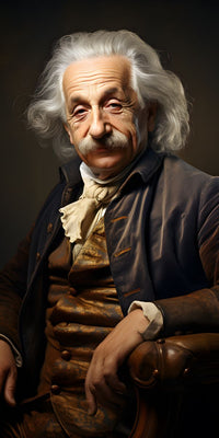 Albert Einstein Portrait - Renaissance Stil auf Leinwand - Prints bei HappyHugPixels