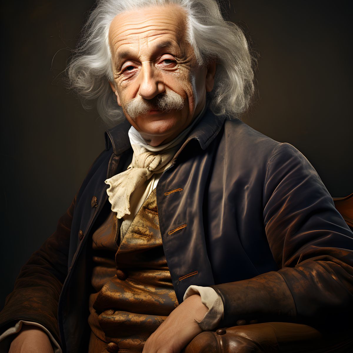 Albert Einstein Portrait - Renaissance Stil auf Leinwand - Prints bei HappyHugPixels