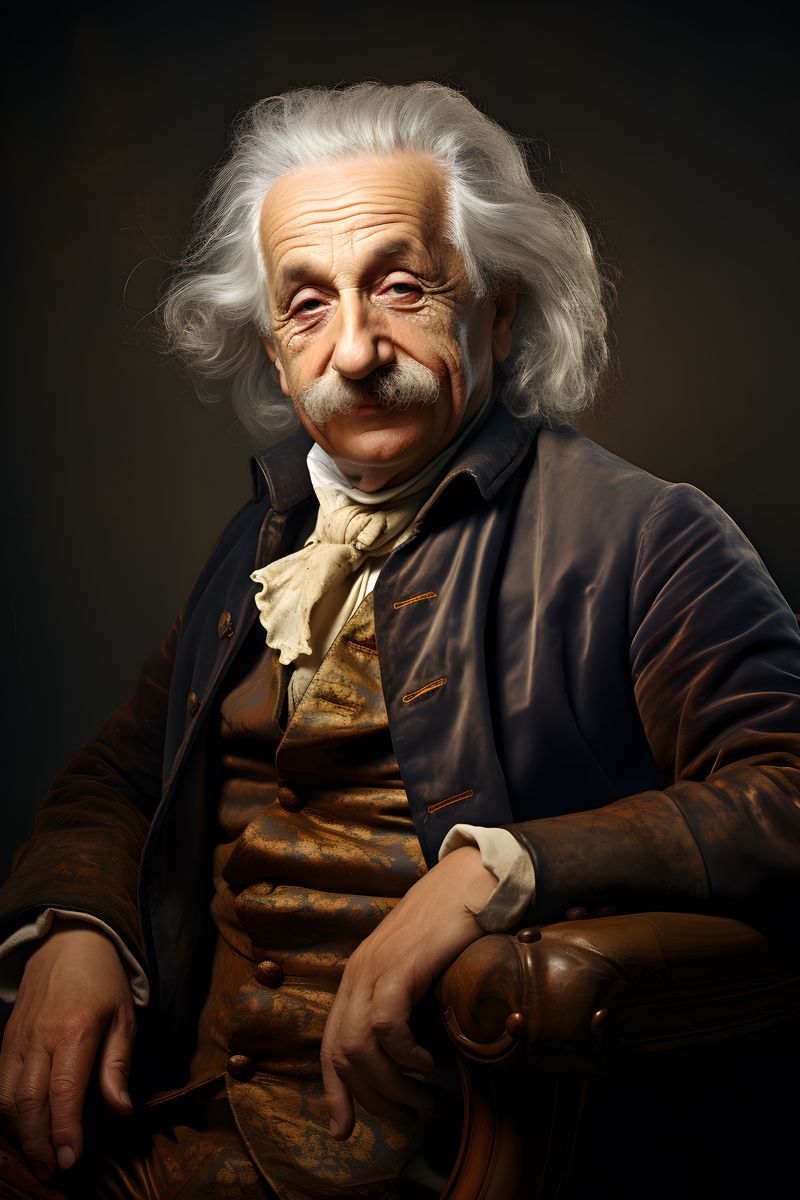 Albert Einstein Portrait - Renaissance Stil auf Leinwand - Prints bei HappyHugPixels