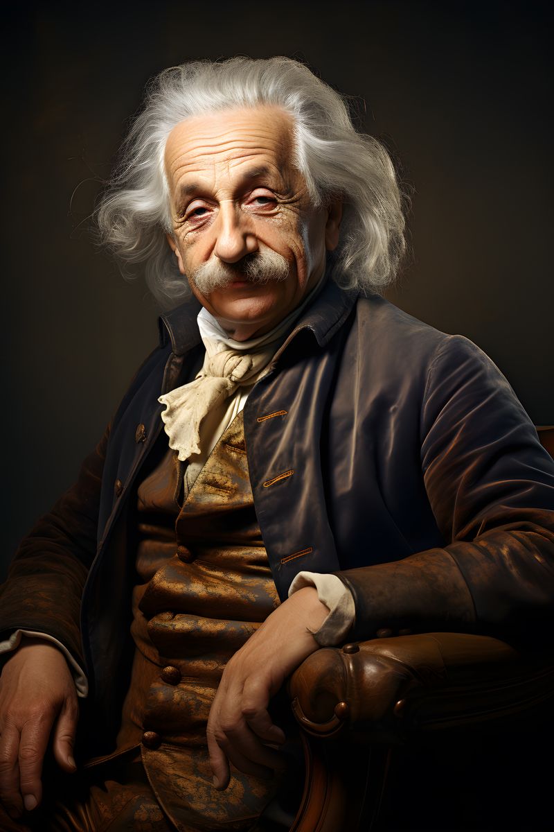 Albert Einstein Portrait - Gemälde Druck im Renaissance Stil - Happyhugpixels