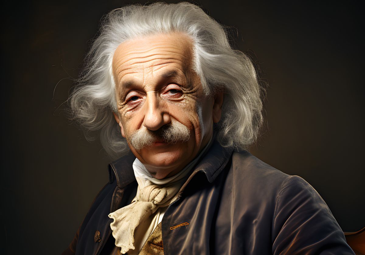 Albert Einstein Portrait - Gemälde Druck im Renaissance Stil - Happyhugpixels