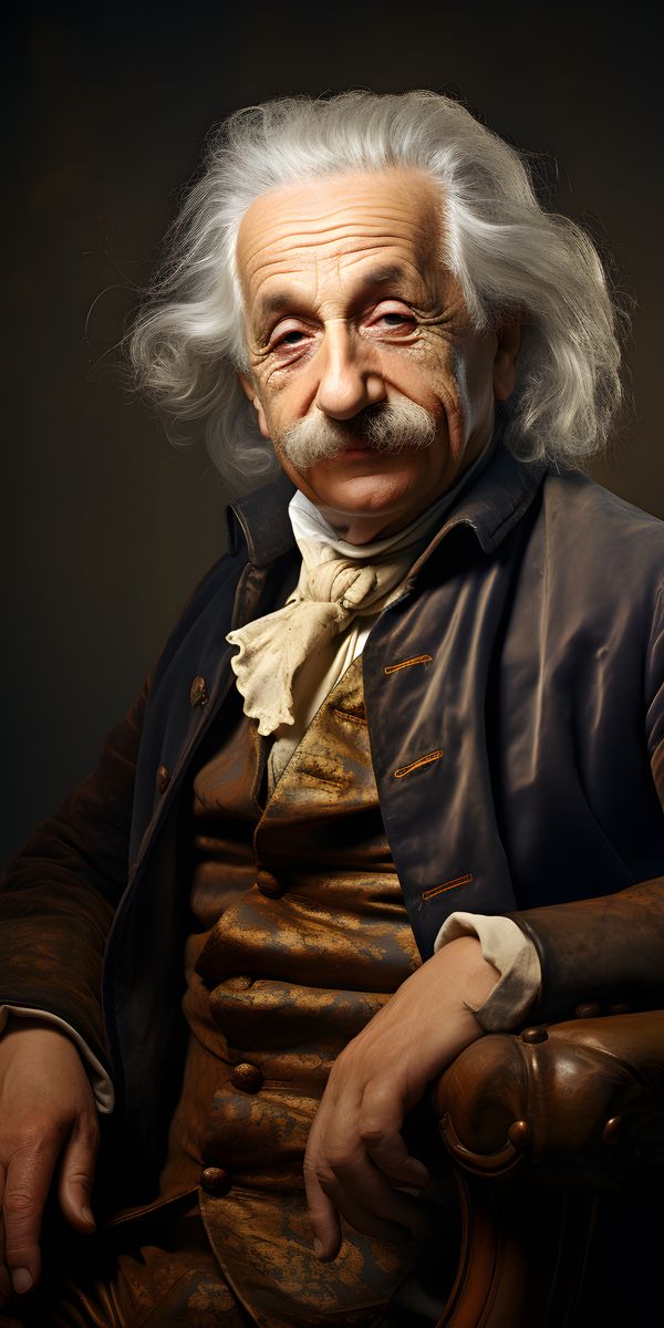 Albert Einstein Portrait - Gemälde Druck im Renaissance Stil - Happyhugpixels