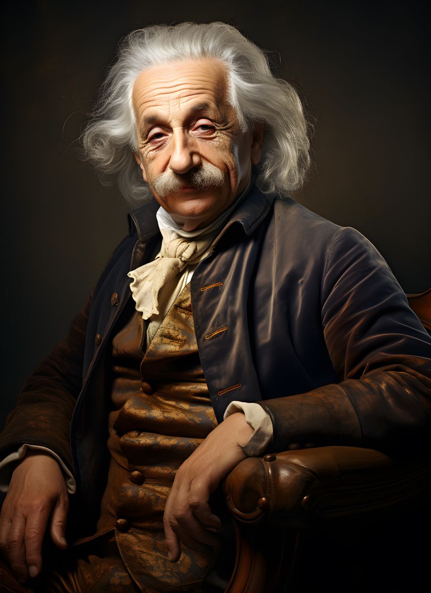 Albert Einstein Portrait - Gemälde Druck im Renaissance Stil - Happyhugpixels